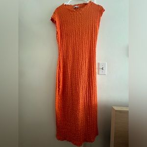 Orange Zara midi body con dress (L)